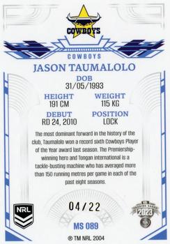 2023 NRL Traders Elite - Mojo Sapphire #MS089 Jason Taumalolo Back
